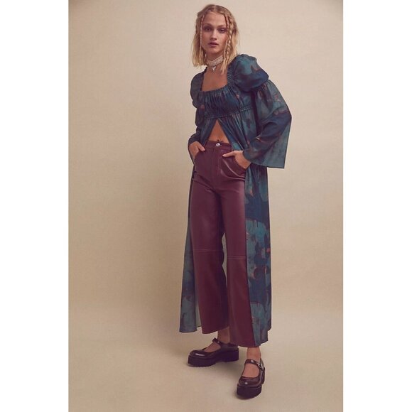 Free People Stone Cold Fox Jasmine Long Maxi Top Tunic Dress Green Size 0 XS NWT - Picture 1 of 7